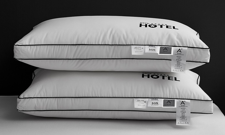 Image 34: 100% Cotton Five Star Hotel Pillow 2 Pack Set