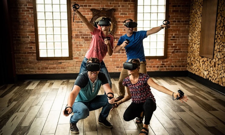 VR escape room experience for three, four, or five