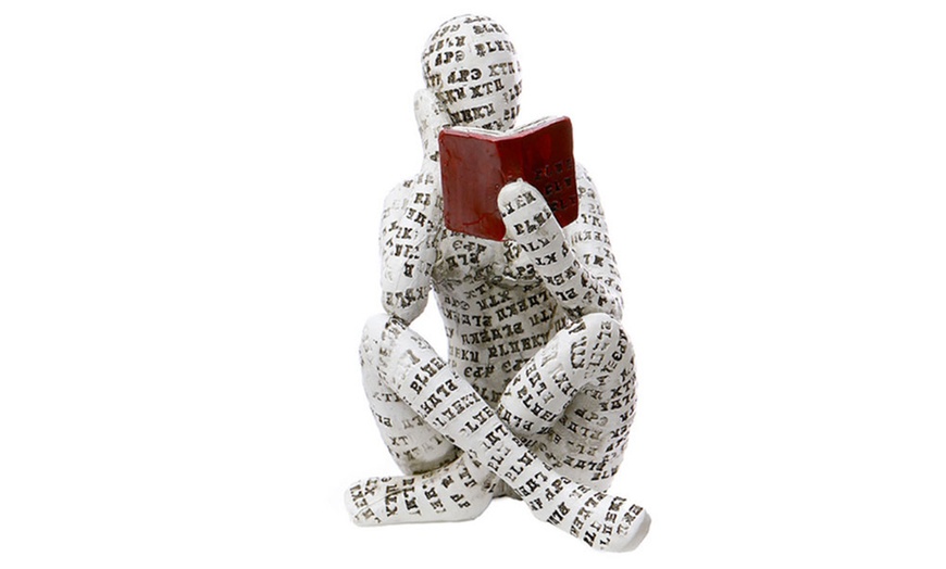 Image 4: Reading Woman Resin Statue Desktop Decoration