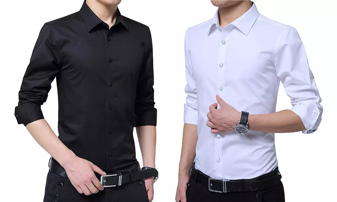 Set di 2 camicie uomo slim, taglio sartoriale, in cotone