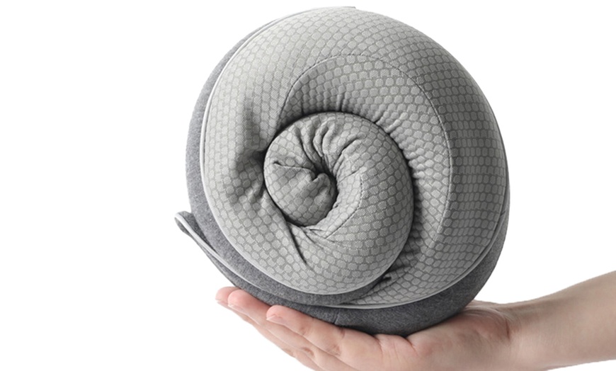 Image 10: Memory Foam Travel Neck Pillow Set, Includes Mask and Earplugs