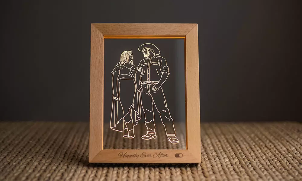 One Custom Wooden Photo Frame LED Night Lamp from Justyling (77% Off) - Primary Image