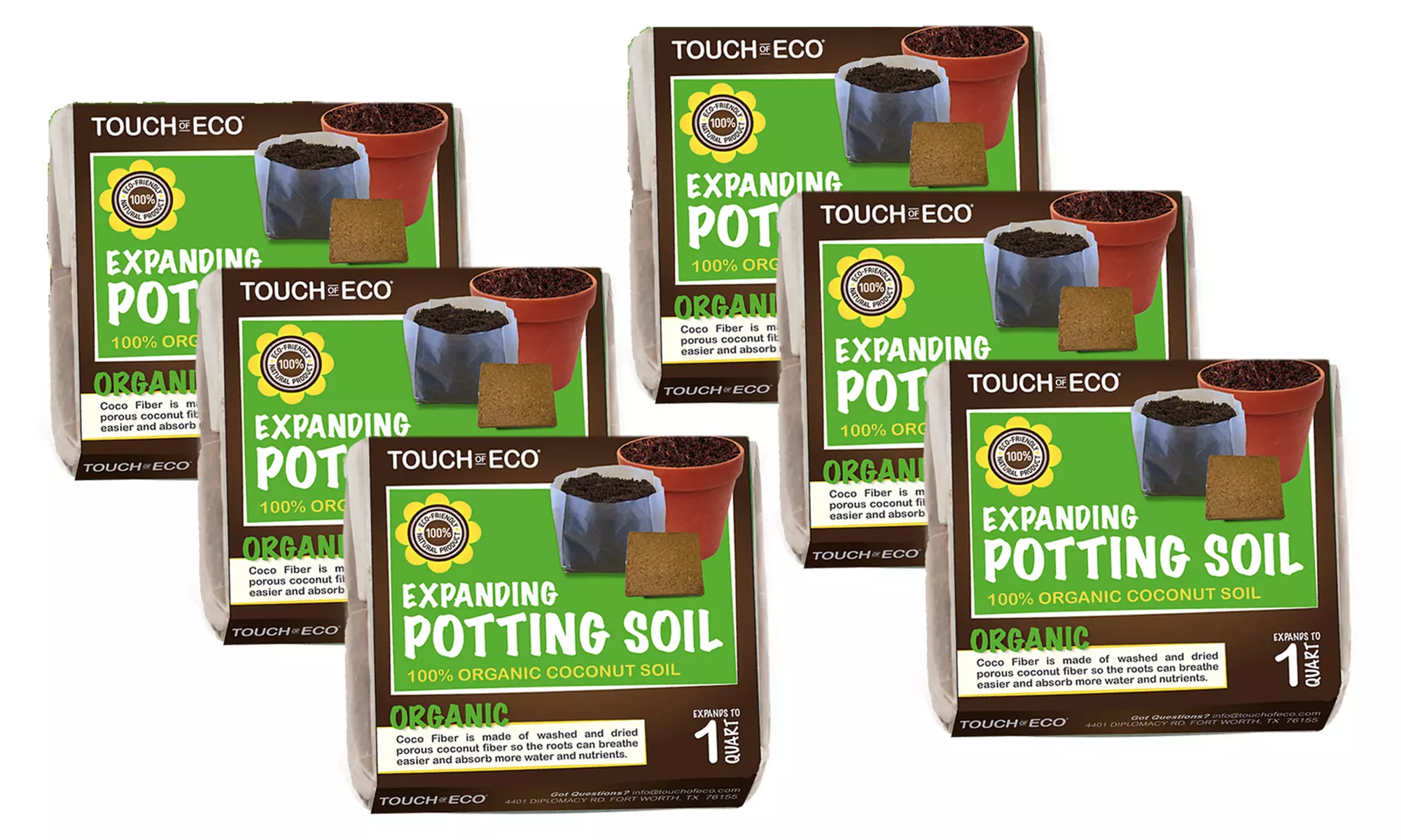 Natural & Organic Coco Fiber Expanding Soil for Planting (2, 4 or 6 Pack)