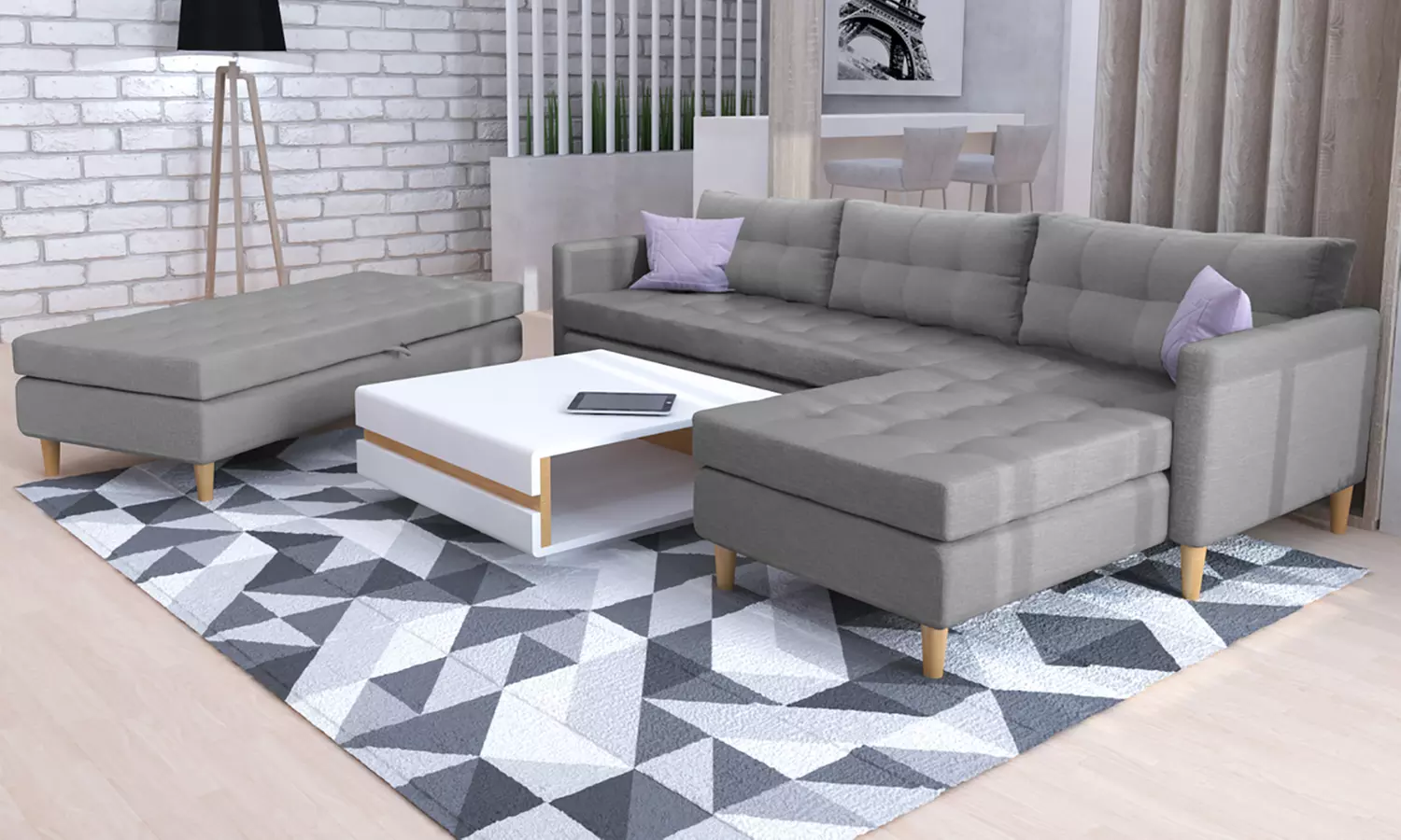 Selsey Ecksofa Kopenhagen mit Schlaffunktion in Grau, optional mit Hocker - Primary Image