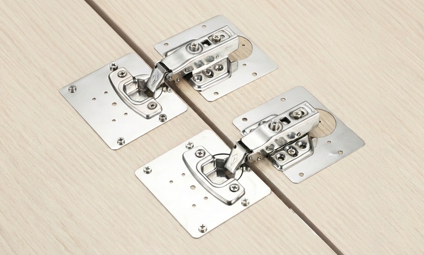 Image 14: 10-Pack Cabinet Hinge Repair Plate Kit - Stainless Steel Heavy Duty Fix for Kitchen & Wardrobe Doors with Screws