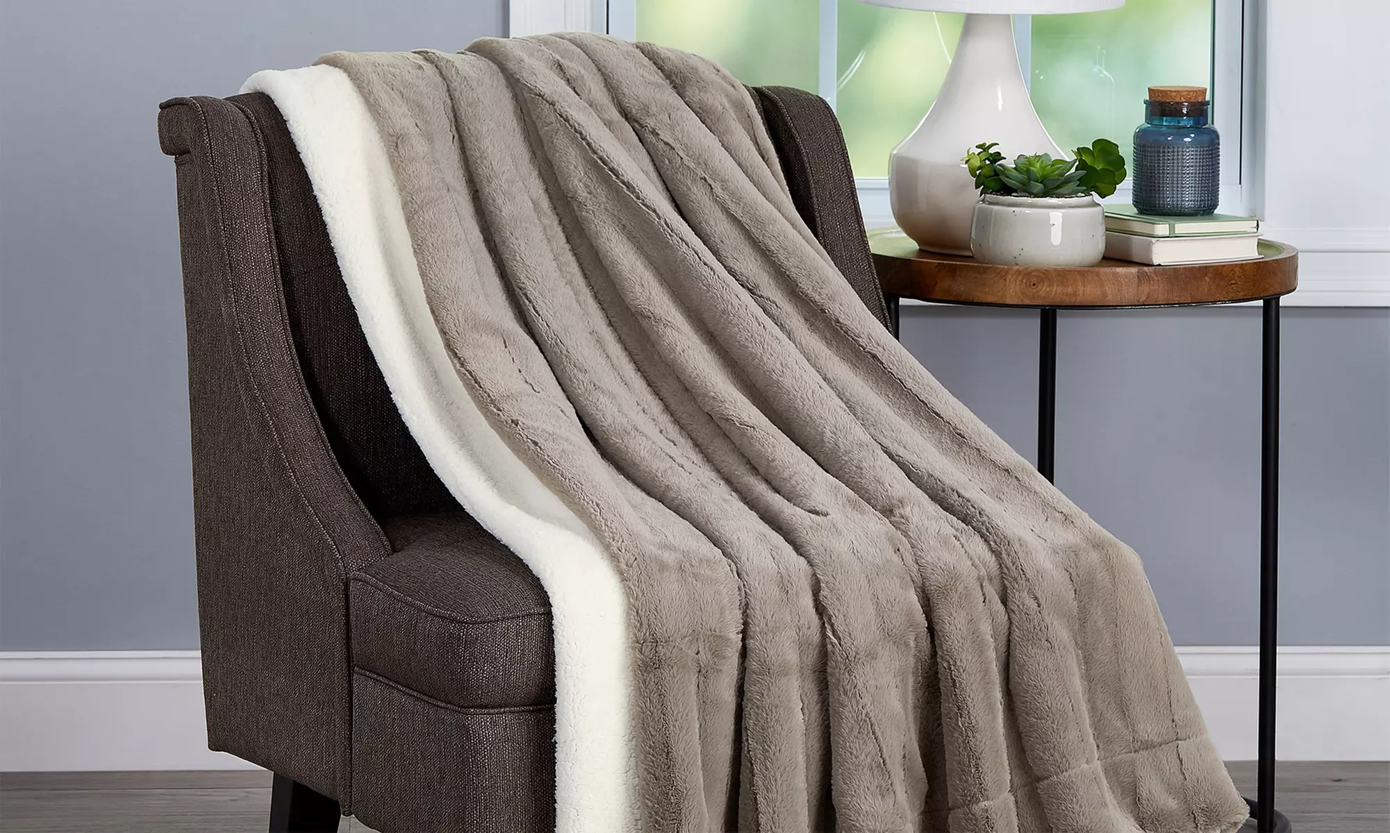 Oversized Faux Rabbit Fur Throw Blanket. Multiple Colors Available.