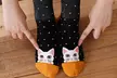 1 oder 5 Paare Damen-Socken mit Katzen-Motiven - Second Medium