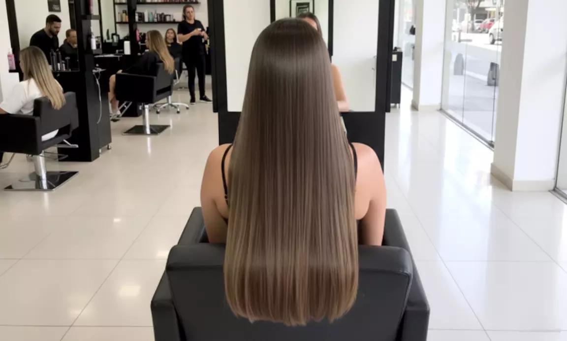 Cheveux disciplinés et brillants avec soin capillaire professionnel