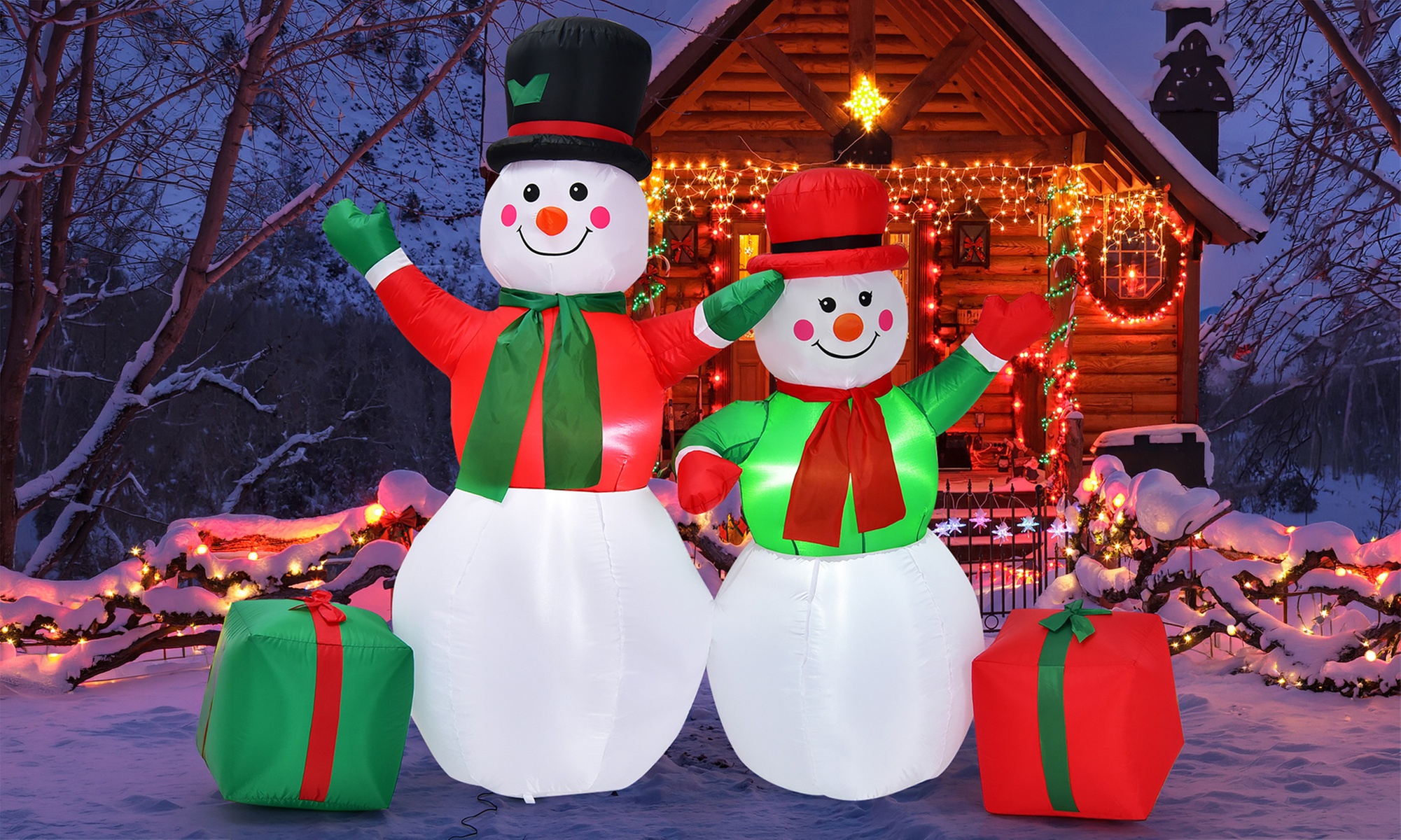 Costway 6Ft & 5Ft Christmas Inflatable Snowmen Blow Up Christmas Decoration