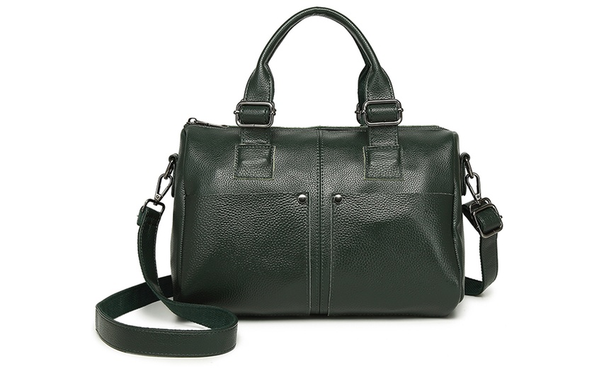 Image 28: Premium Leather Crossbody Bag With Large Capacity