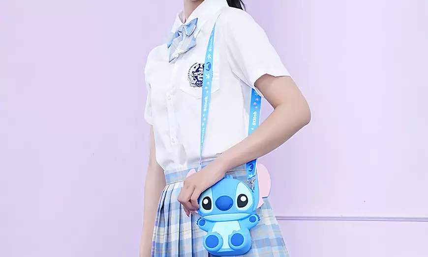 Image 5: Stitch Plush Toy Backpack Shoulder Bag Keychain Set