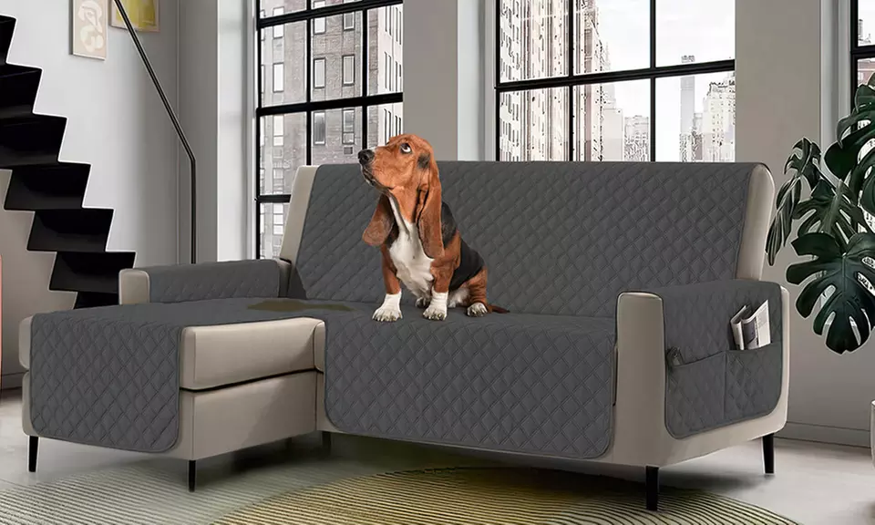 Housse de canapé imperméable, antitache, matelassée et réversible