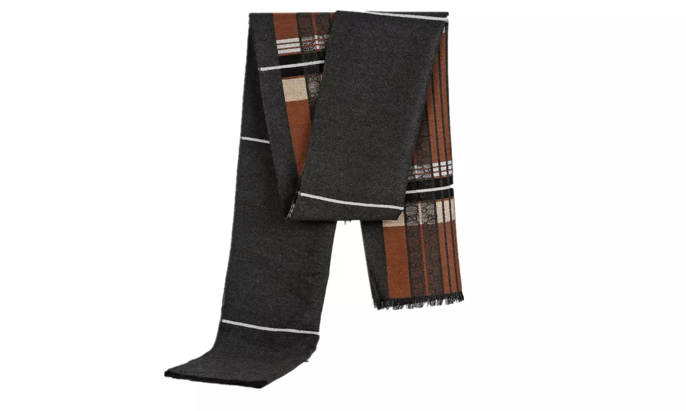 Men Winter Warm Knit Scarf Cashmere Feel Long Scarf