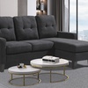 Image 7: Reversible Velvet L-Shaped Sectional Sofa with Ottoman Corner Couch