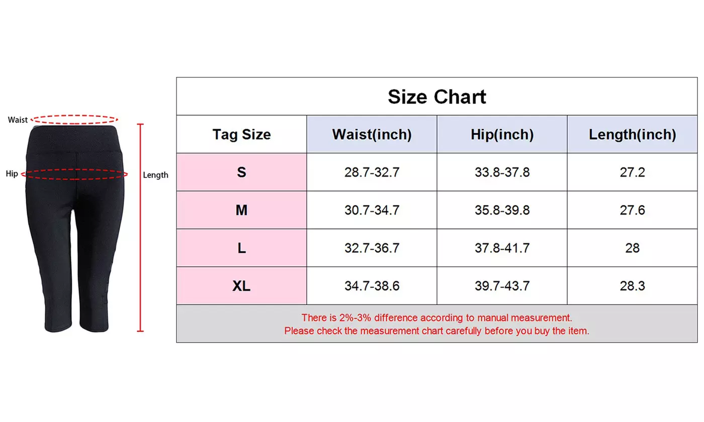 Women Side Pocket Mesh Splice Tummy Control High Waist Capri Leggings Yoga Pants