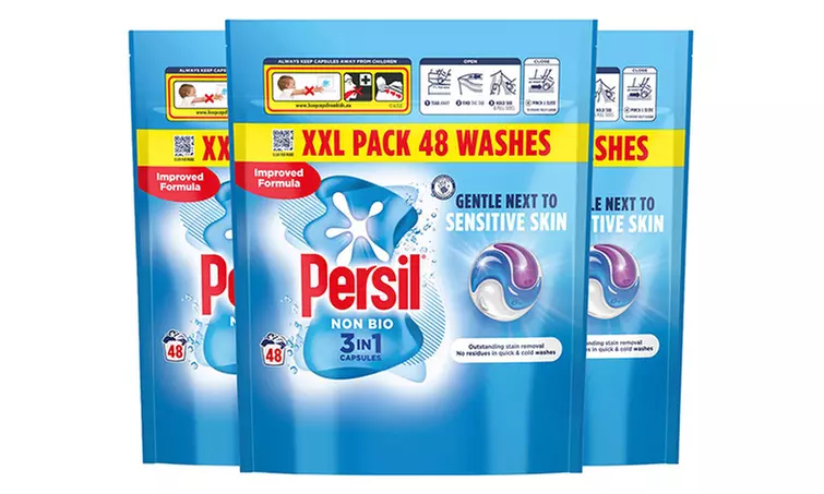 Three Packs of Persil XXL 3-in-1 Washing Capsules - 48 Washes