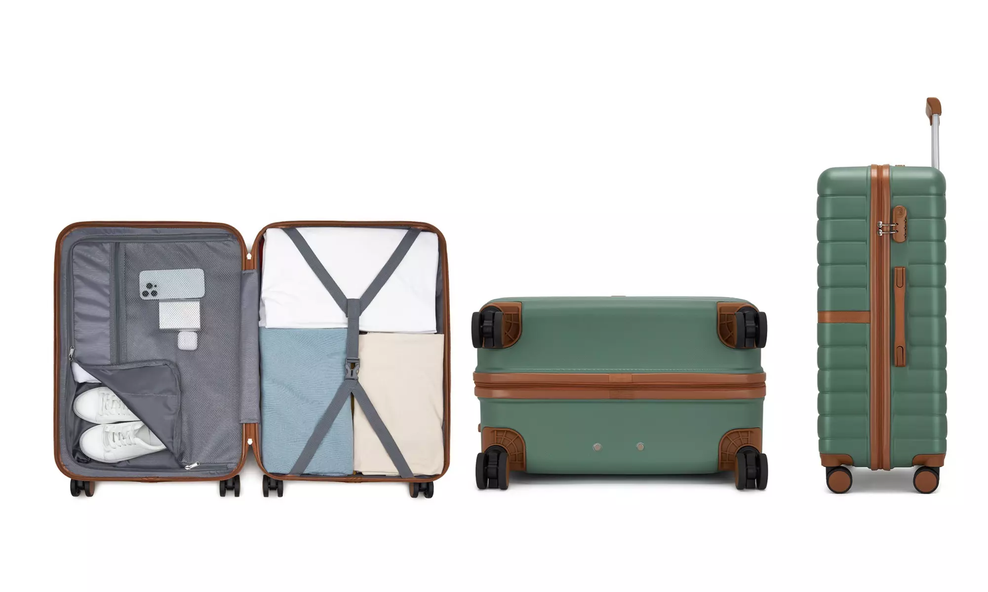 KONO Stylish Stripe Design Suitcase with Spinner Wheels