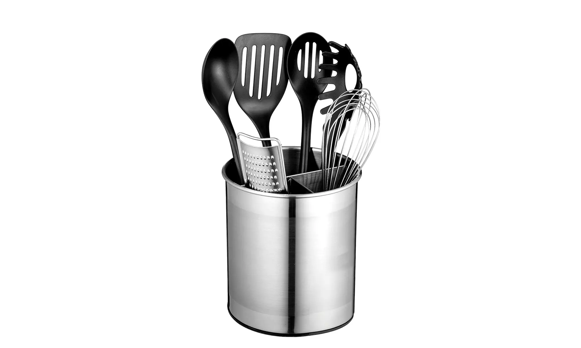 Up to 3-Pack Rotating Stainless Steel Utensil Holder with Removable Divider