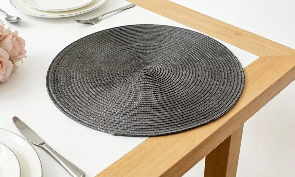 5x rundes, handgewebtes Tischset