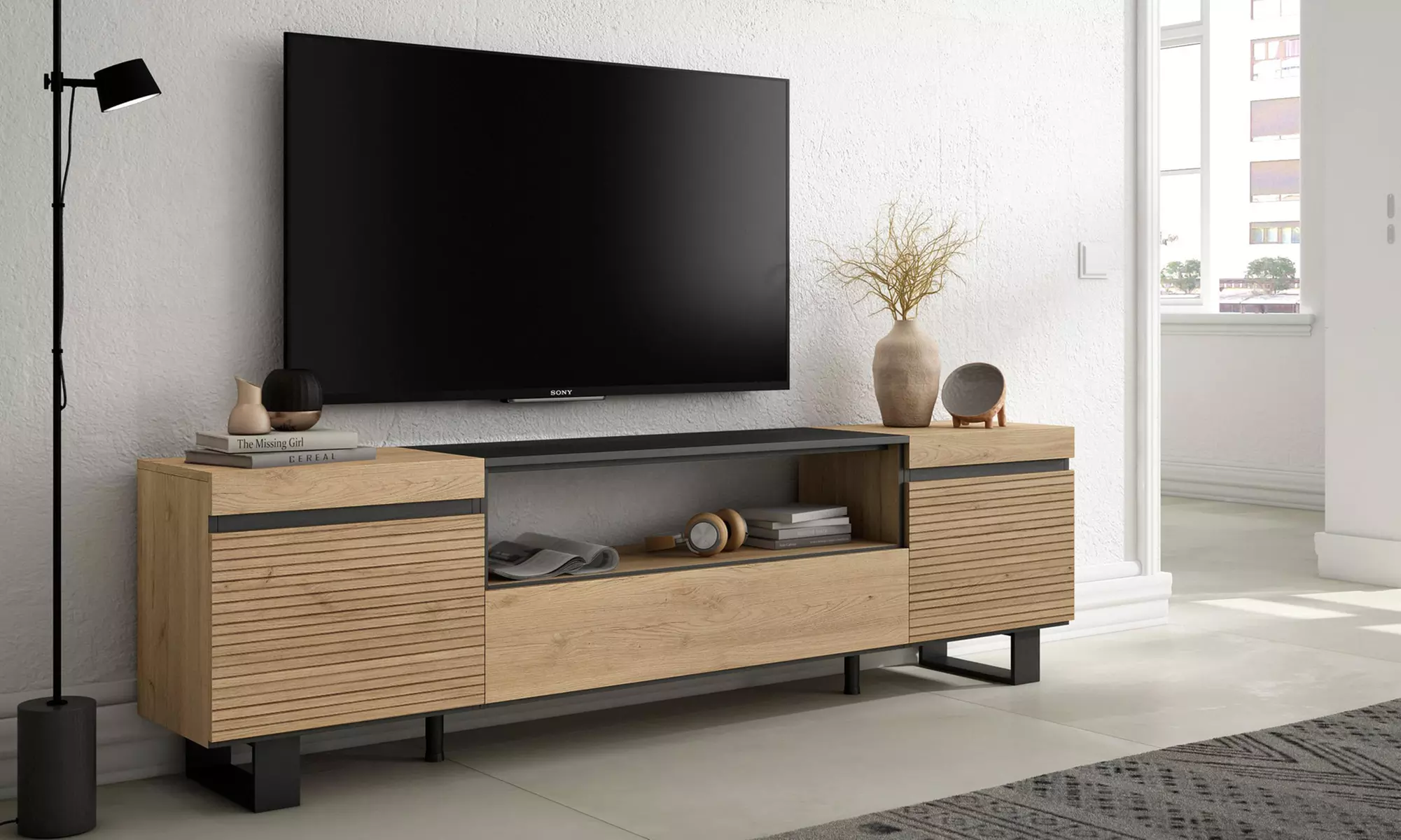 Meuble TV avec ou sans cheminée électrique LED