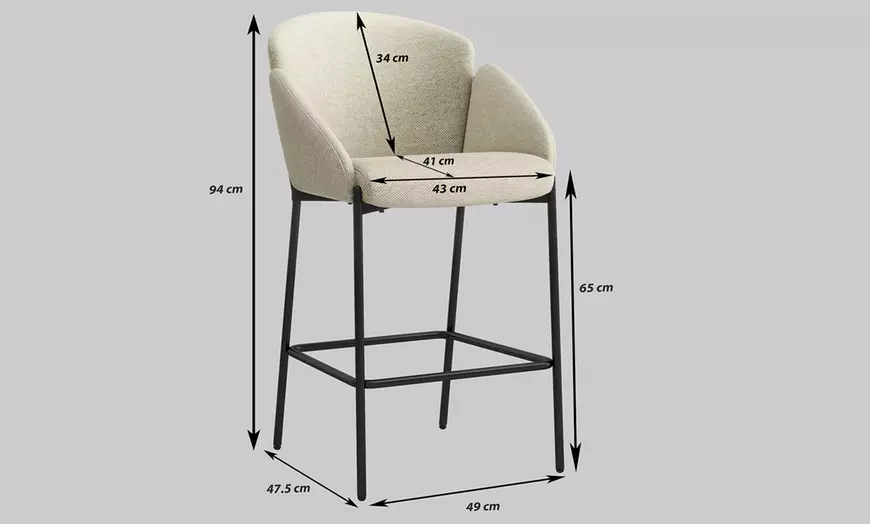 Image 19: Juego de 2 taburetes altos tapizados y acolchados de Doosense