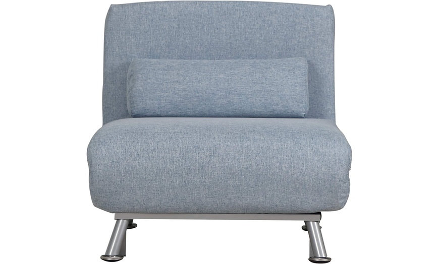 Image 2: HomCom Convertible Single Sleeper Chair Sofa Bed