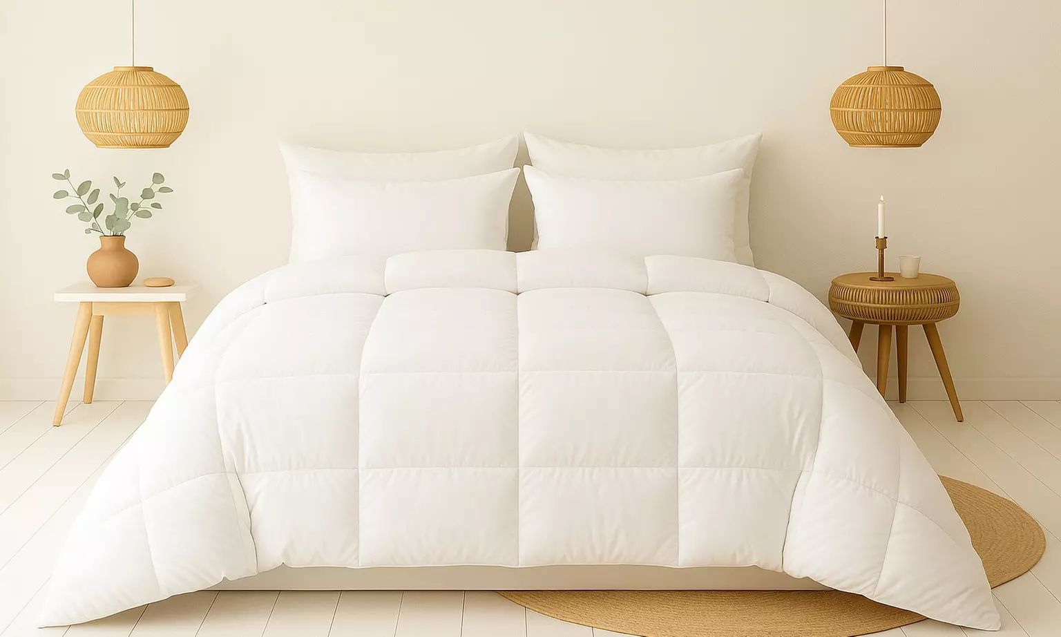 Couette chaude duvet et plumes de canard, 350 g/m², enveloppe en percale de coton 100 % naturelle, confection en France - Primary Image