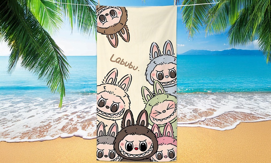 Image 9: Labubu Inspired Cute Beach Towel