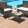 Image 3: 4-Piece Grey Rattan-Effect Dining Set