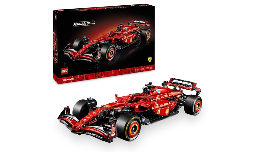 Image 1: LEGO Technic Ferrari SF-24 F1 Model Car Kit - 1:8 Scale Replica, Detailed Engine & Suspension