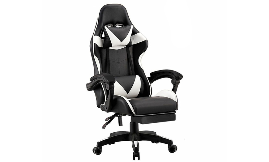 Image 12: Sedia da gaming ergonomica con poggiapiedi