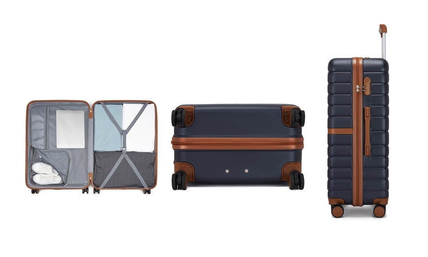 Image 37: KONO Stylish Stripe Design Suitcase with Spinner Wheels