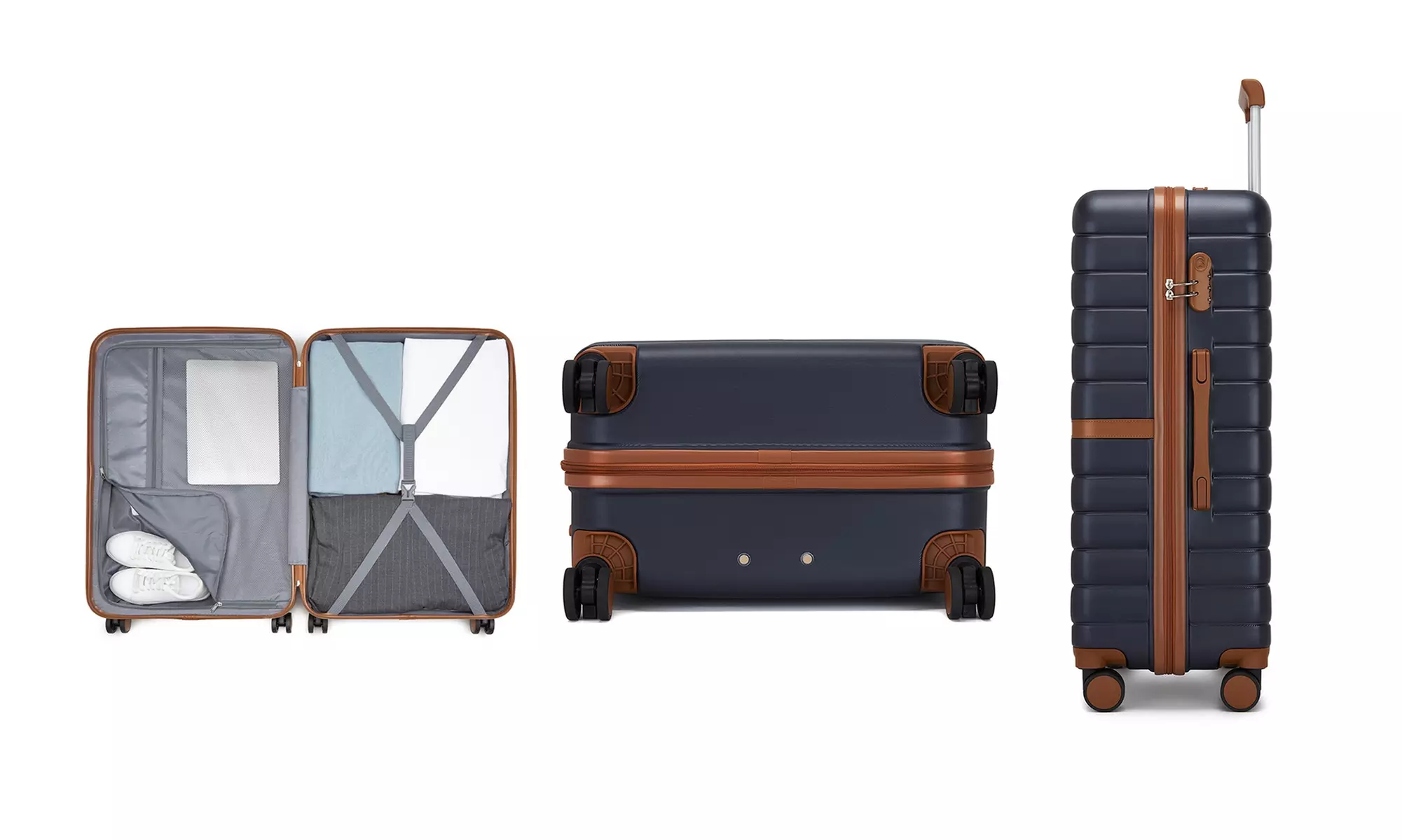 KONO Stylish Stripe Design Suitcase with Spinner Wheels