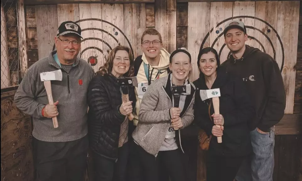 60-Minute of Indoor Axe Throwing for 2-12 People at Kin'Folk Axe Throwing (Up to44% Off). Seven Options Available - Primary Image