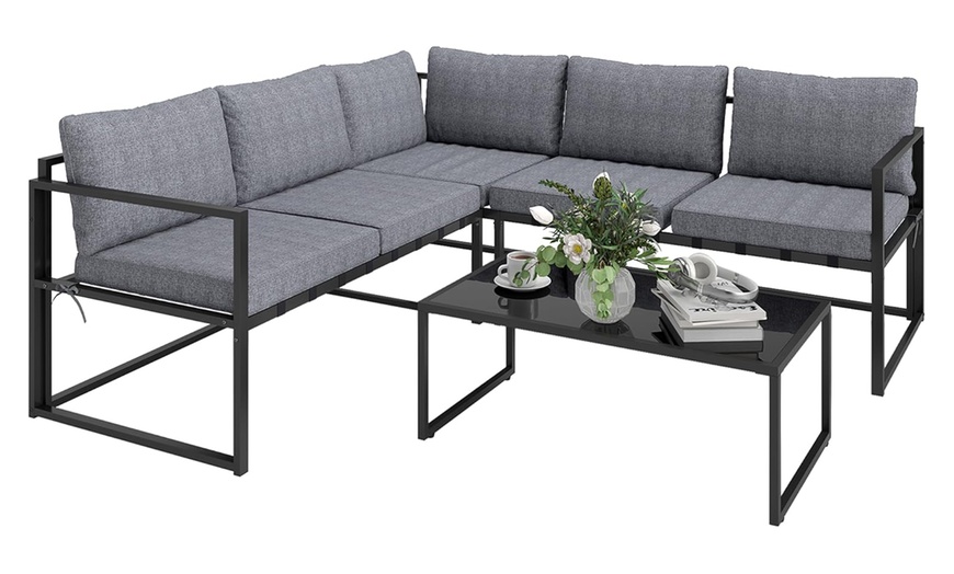 Image 7: Outsunny 3 Piece L Shaped Garden Furniture Set with Cushions