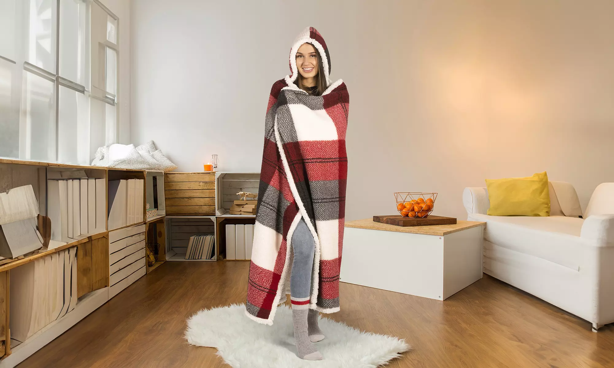 Luxury Super Soft Hoodie Sherpa-Lined Throw Blanket