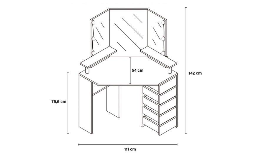 Image 5: Home Deluxe Schminktisch mit LED-Beleuchtung „Candice“
