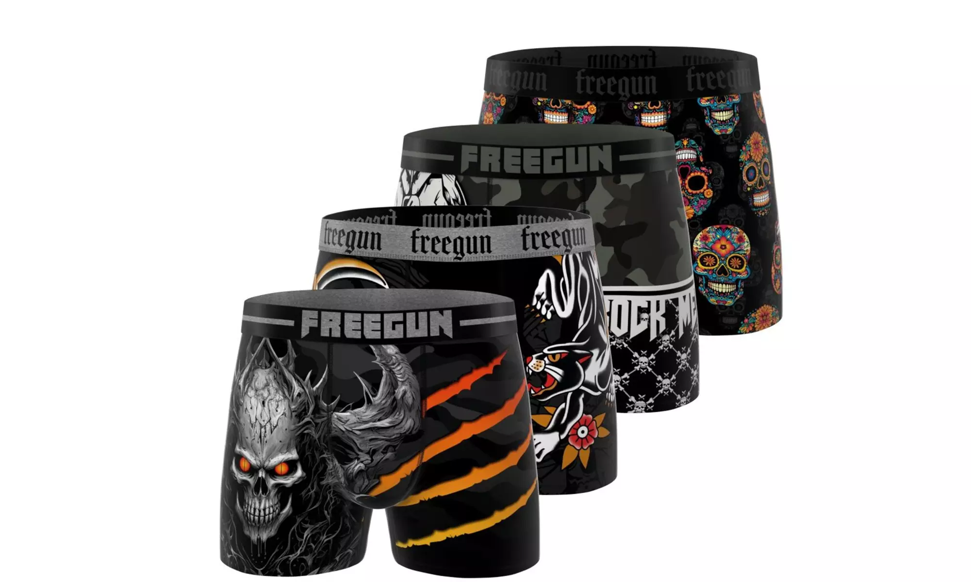 Lot de 4 boxers microfibre FREEGUN divers univers pour homme