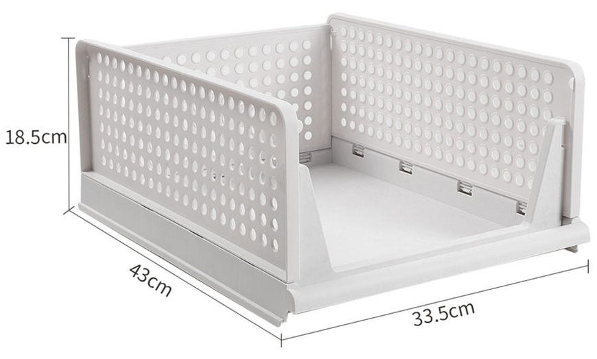 Image 9: Foldable Stackable Drawer Storage Basket 