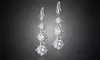 Graduated Tri Stone Crystal Drop Earrings Made With Crystals From Swarovski
