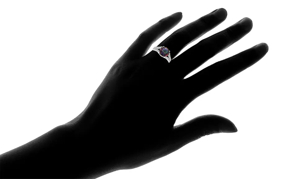 6.80 or 5.70 CTW 2 Row Mystic Topaz Engagement Rings in Sterling Silver - Second Medium