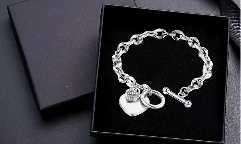 Heart Toggle Bracelets from Swarovski and Gift Box Presented