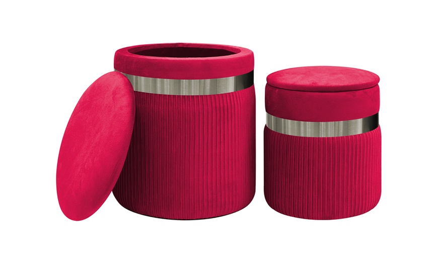 Image 14: Coppia di pouf in velluto