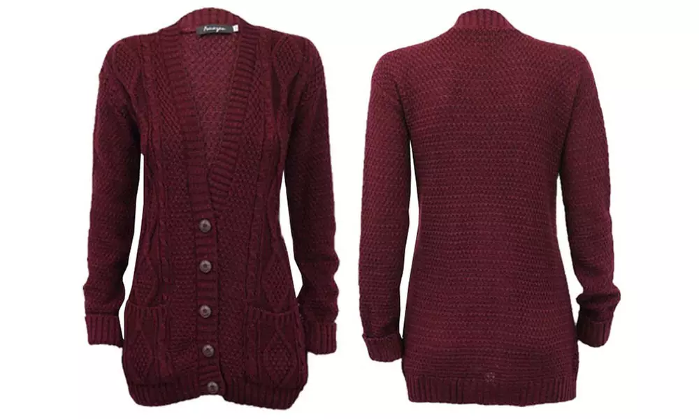 Cardigan femme en maille torsadée avec boutons - Second Medium