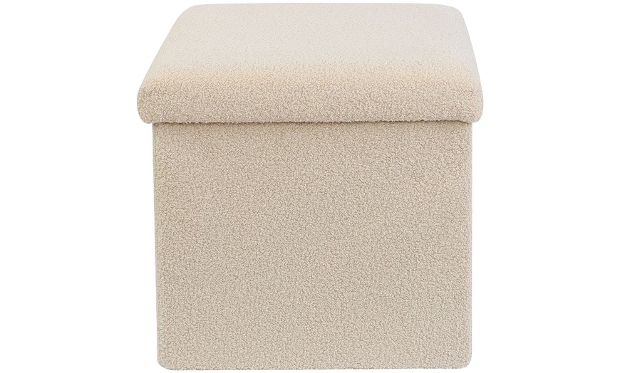 Image 8: Teddy Boucle Storage Ottoman or Foldable Cube Footstool