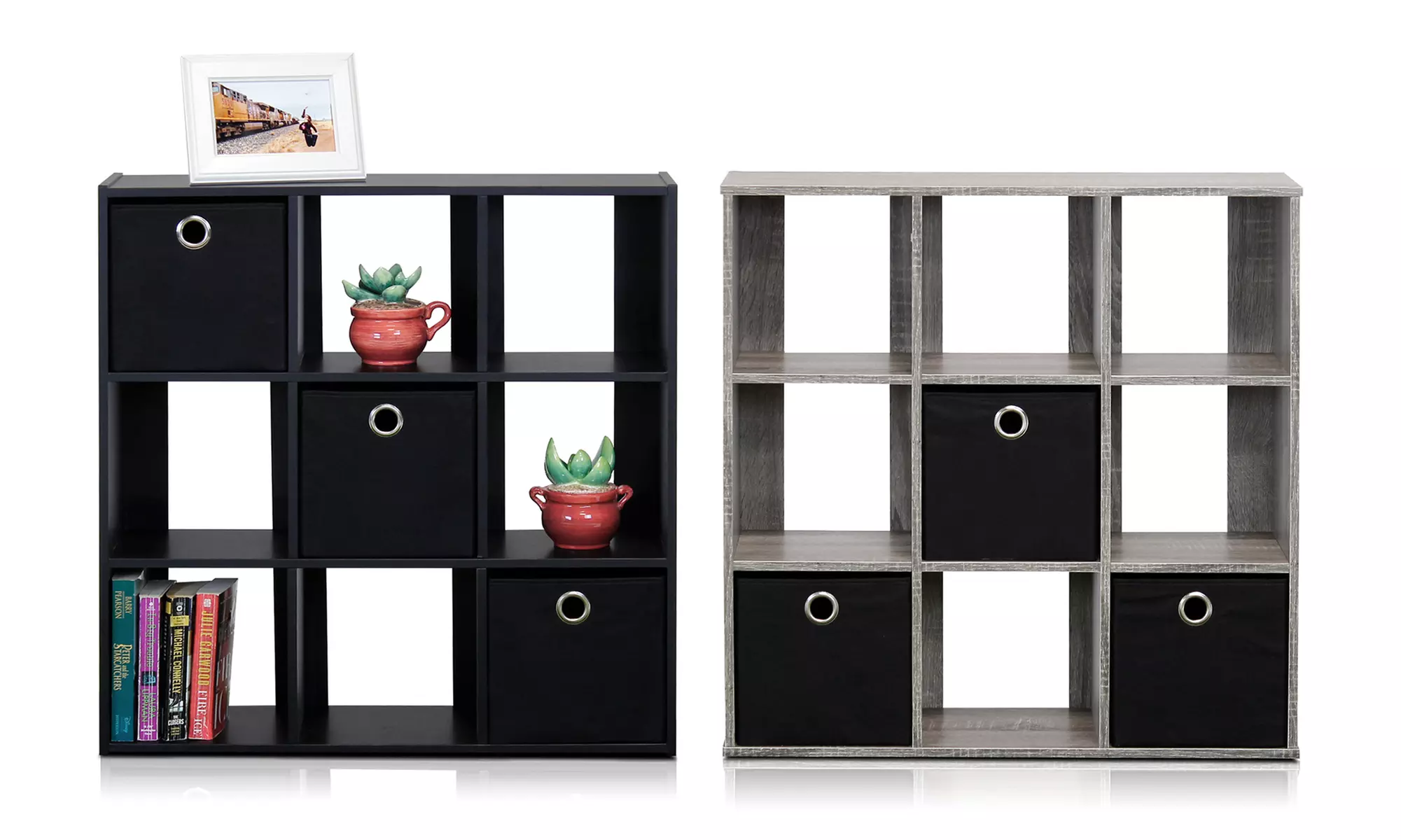 Simplistic 9-Cube Organizer Shelf with 3 Nonwoven Bins - Primary Image