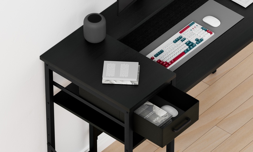 Image 6: Four-Tier Computer Desk PC Laptop Desk Home Office Writing Study Desk