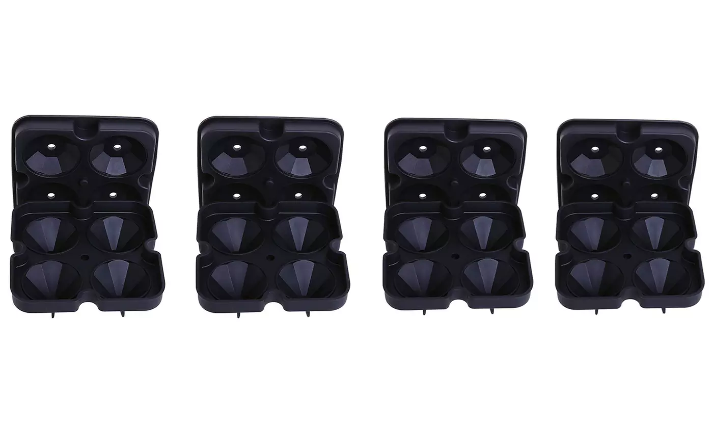 Diamond Ice Cube Maker Tray with Lid - Silicone Molds in 1, 2, or 4 pack 