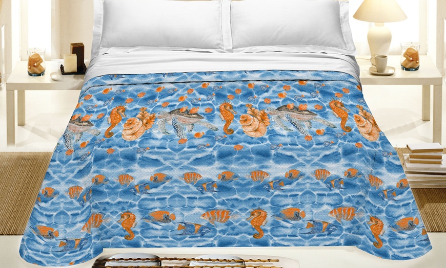 Image 6: Copriletto fantasia mare 100% cotone Made in Italy