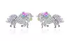 18k White Gold Multi-Colored Unicorn Earrings with crystals from Swarovski